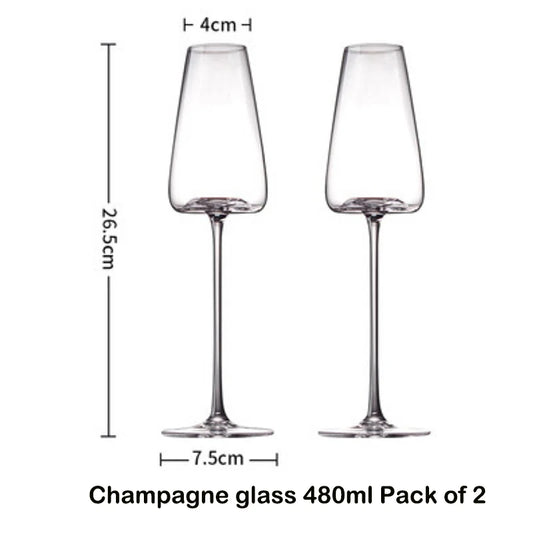 Hand-Blown Red & White Wine Glass Set