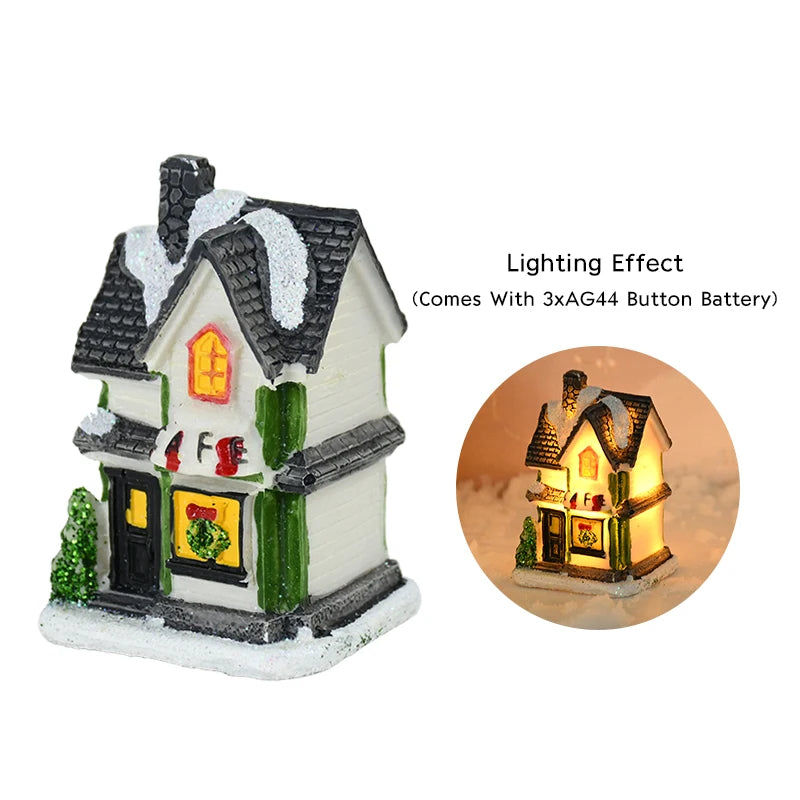 Lighted Wooden Christmas House Ornament