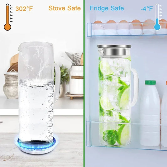 Borosilicate Glass Pitcher with Lid — 1.5L