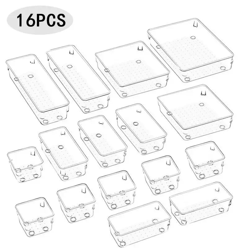 Clear Plastic Drawer Organizer Set