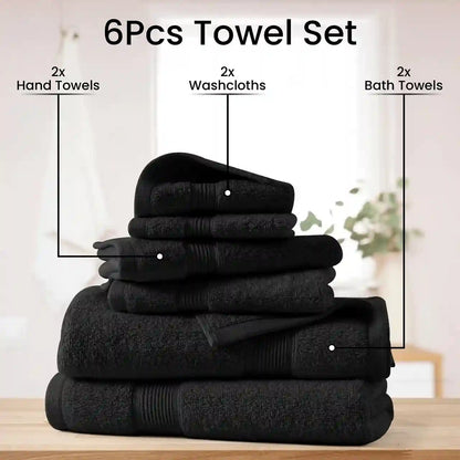 6-Piece Cotton Bath Towel Set
