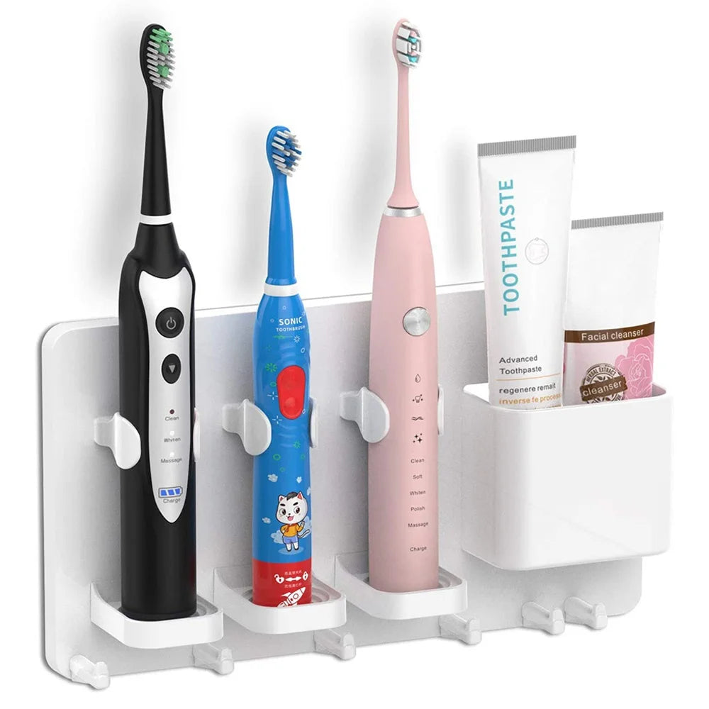 Wall Mounted Electric Toothbrush Holder & Bathroom Organizer