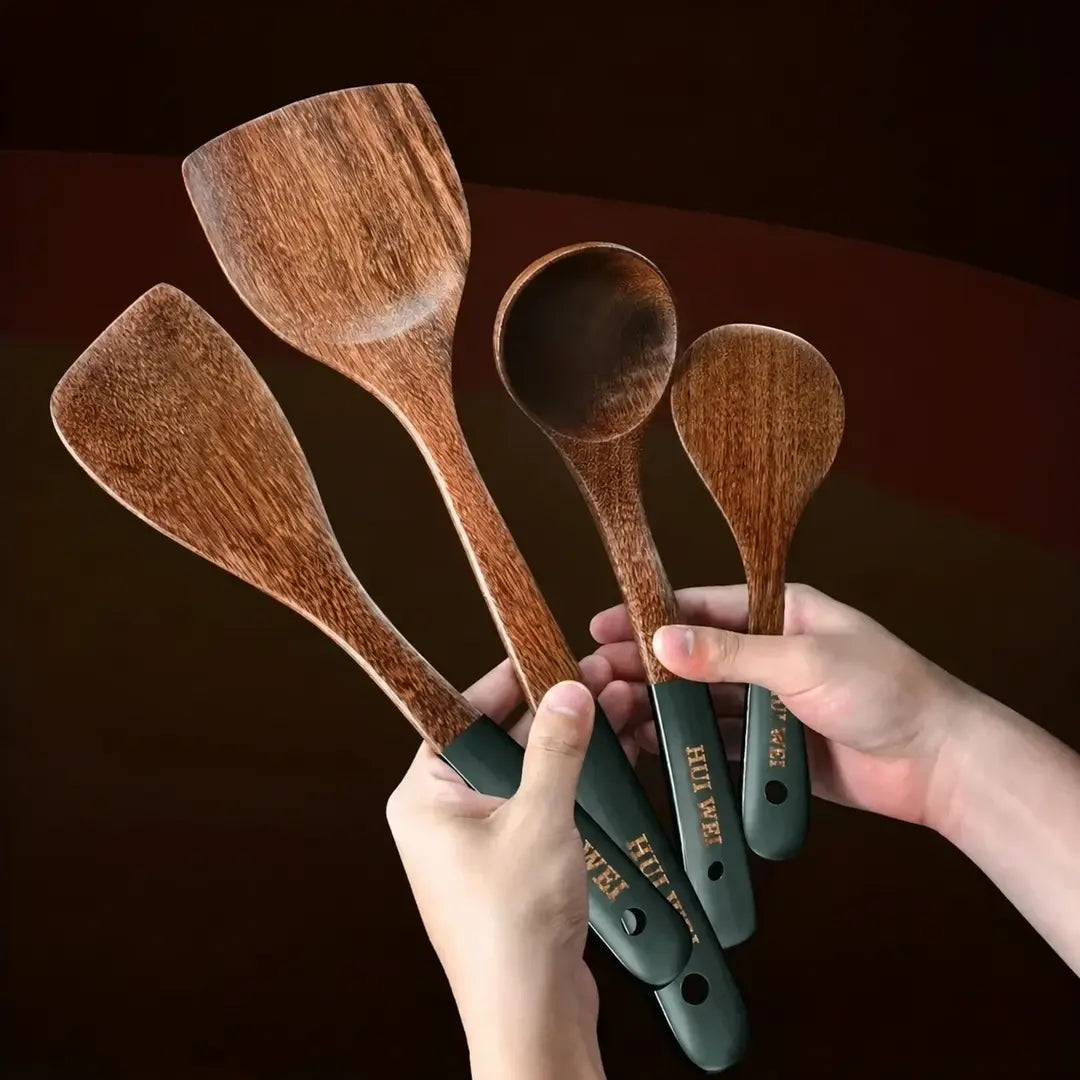 Natural Wood Kitchen Utensil Set