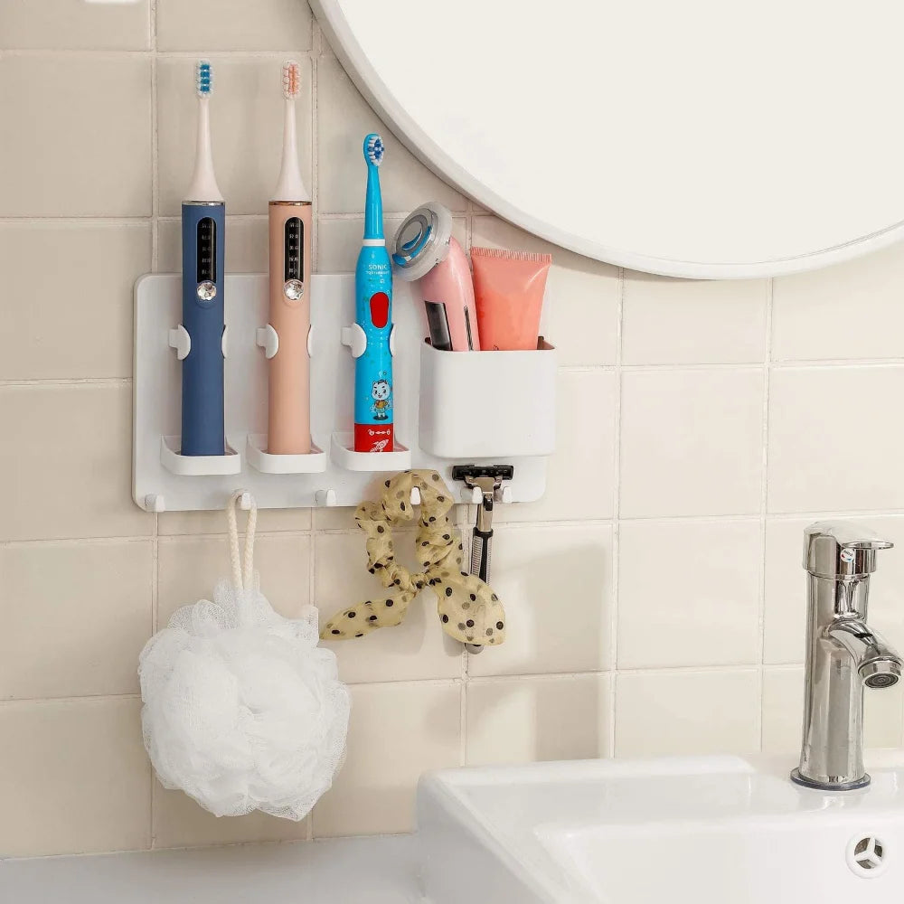 Wall Mounted Electric Toothbrush Holder & Bathroom Organizer