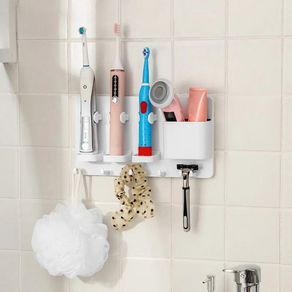 Wall Mounted Electric Toothbrush Holder & Bathroom Organizer
