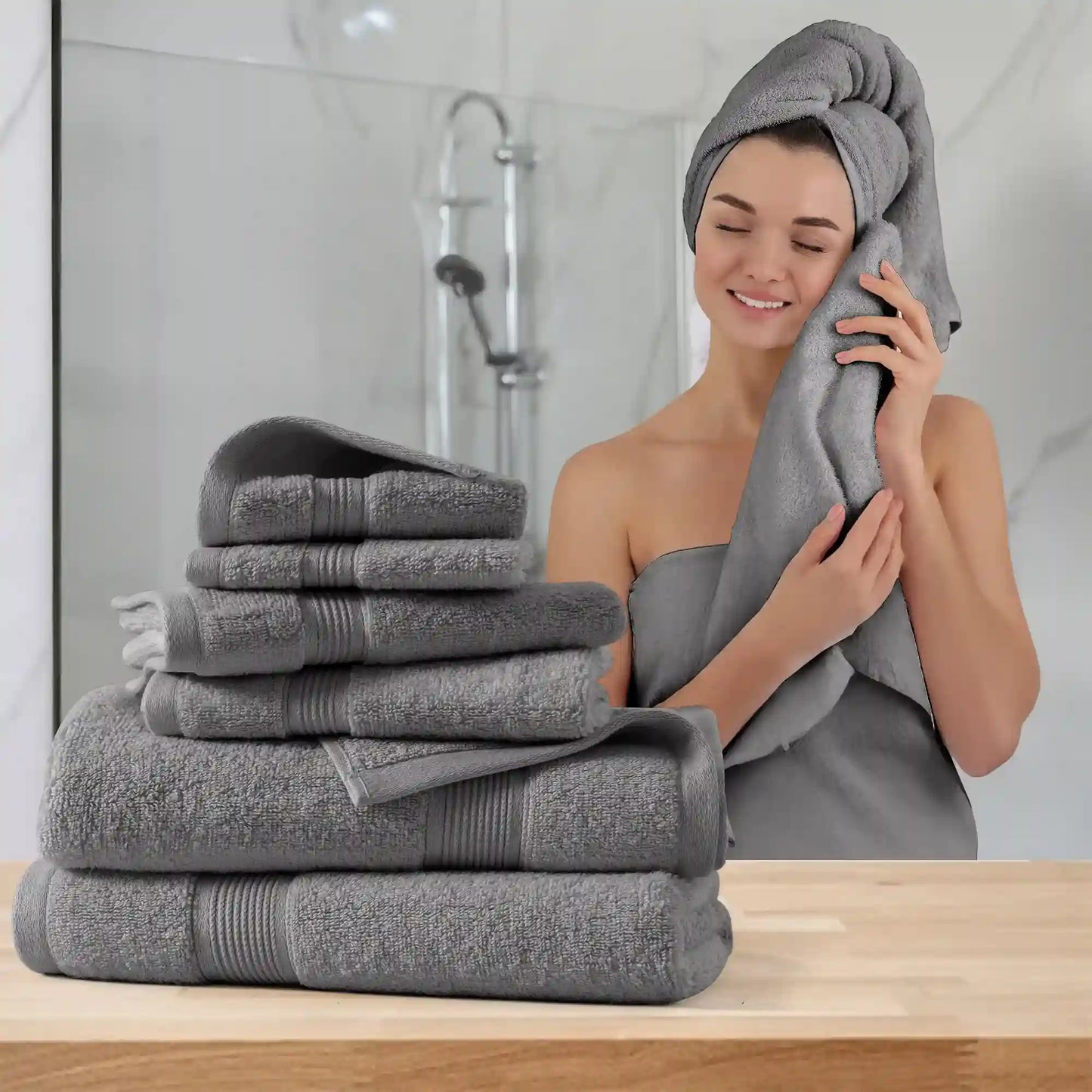 6-Piece Cotton Bath Towel Set