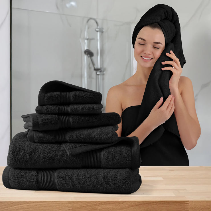 Lux Decor 6-Piece Bath Towel Set – 100% Cotton, 525 GSM, Ultra-Soft & Absorbent