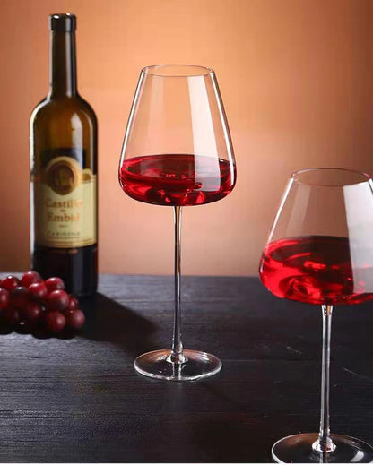 Hand-Blown Red & White Wine Glass Set