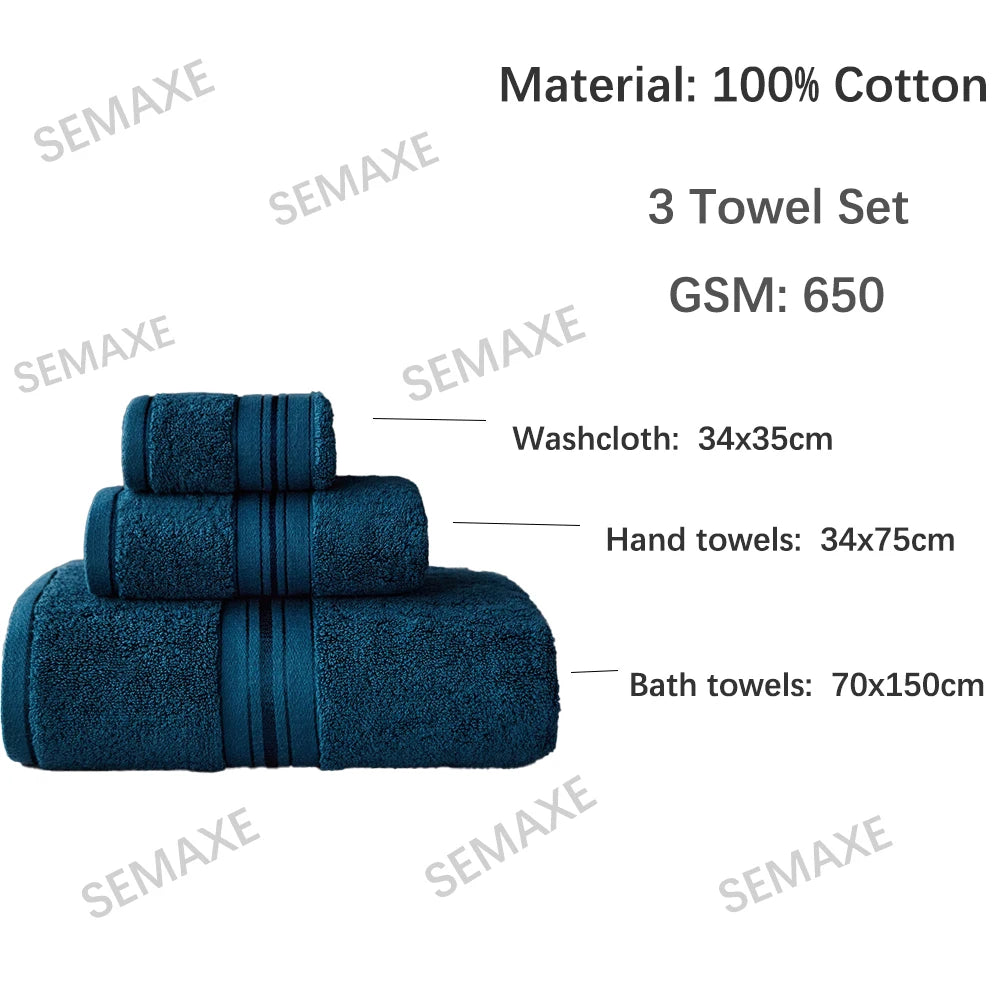 Bath towel set 100% cotton soft super absorbent towel face/thick and large bath towel bathroom hotel sauna