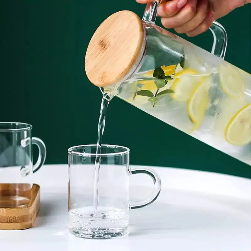 Heat-Resistant Glass Water Pitcher with Handle — Borosilicate, 1.2L & 1.5L