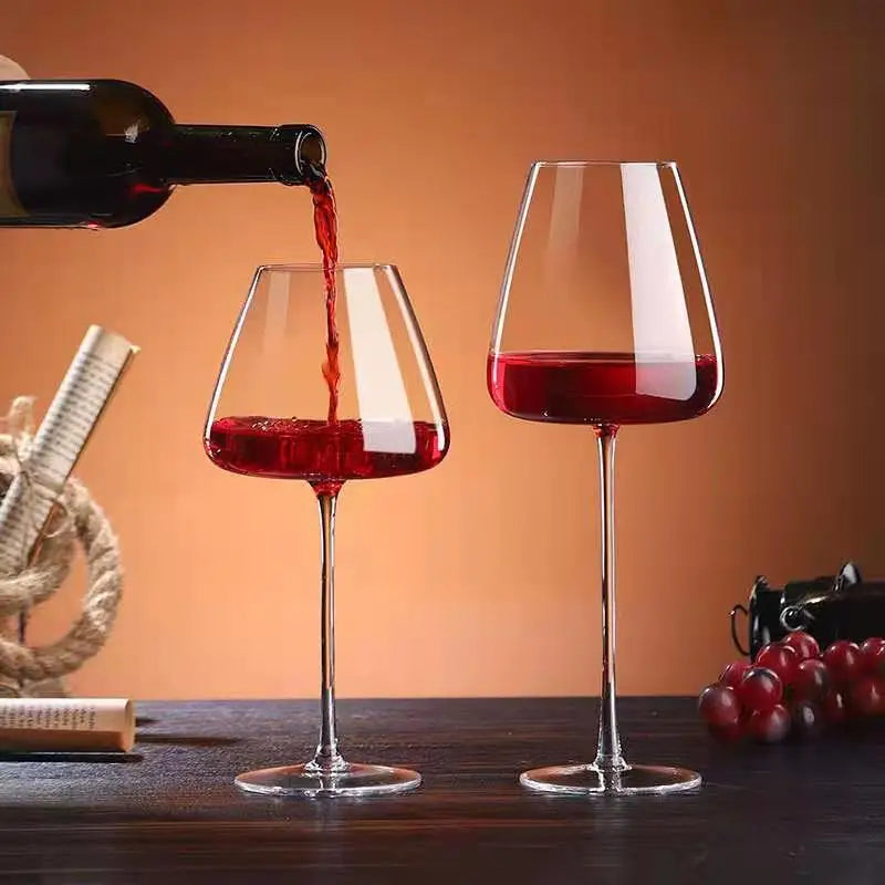 Hand-Blown Red & White Wine Glass Set