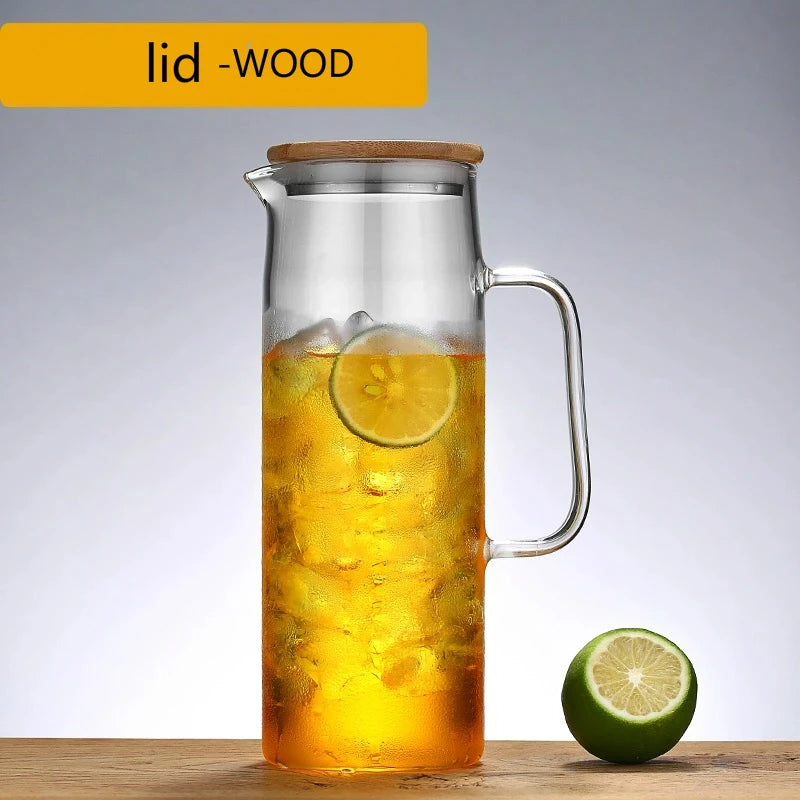 Heat-Resistant Glass Water Pitcher with Handle — Borosilicate, 1.2L & 1.5L