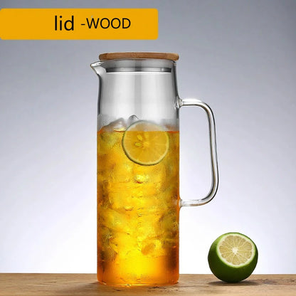 Heat-Resistant Glass Water Pitcher with Handle — Borosilicate, 1.2L & 1.5L