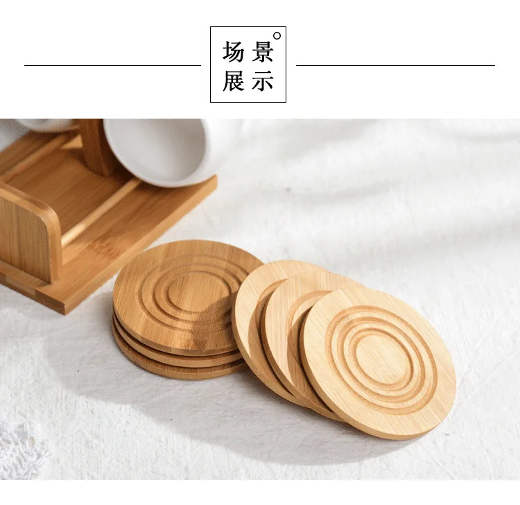 Ceramic Cup & Saucer Set with Bamboo Tray