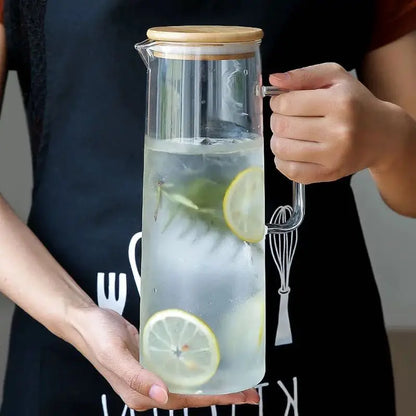 Heat-Resistant Glass Water Pitcher with Handle — Borosilicate, 1.2L & 1.5L