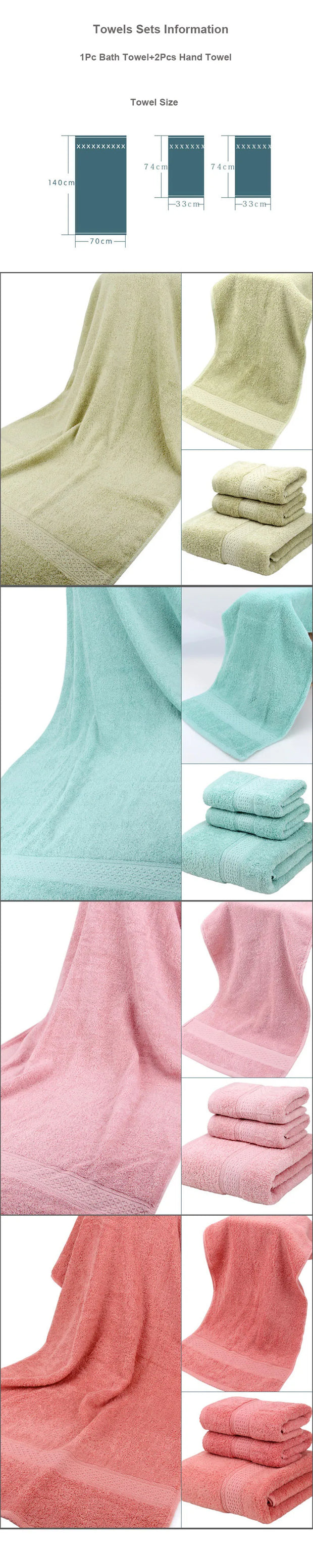Combed Cotton Towel Set - 17 Colors