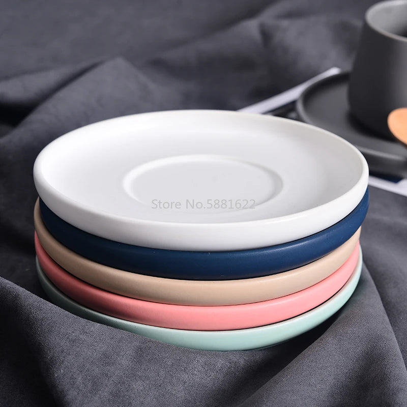 Nordic Ceramic Coffee Cup Simple Six-color Coffee Cup Set with Saucer and Spoon Home Office Cafe Fun Gifts