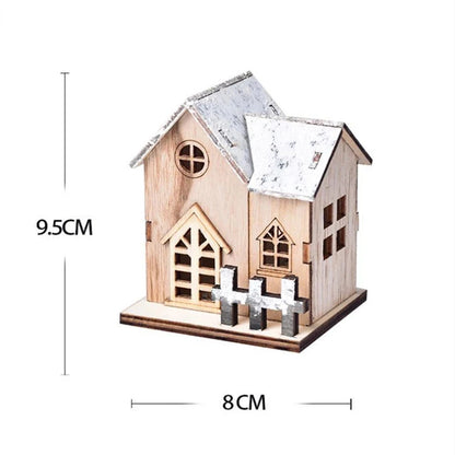 Lighted Wooden Christmas House Ornament