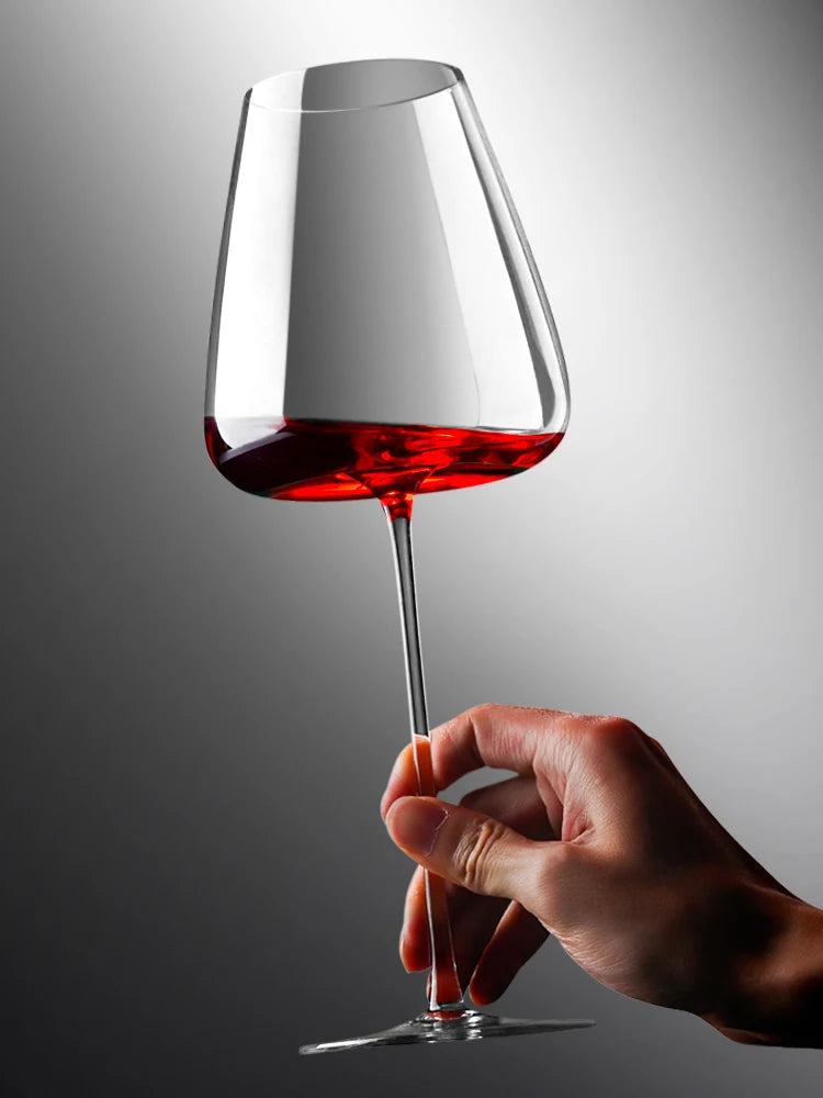 Hand-Blown Red & White Wine Glass Set