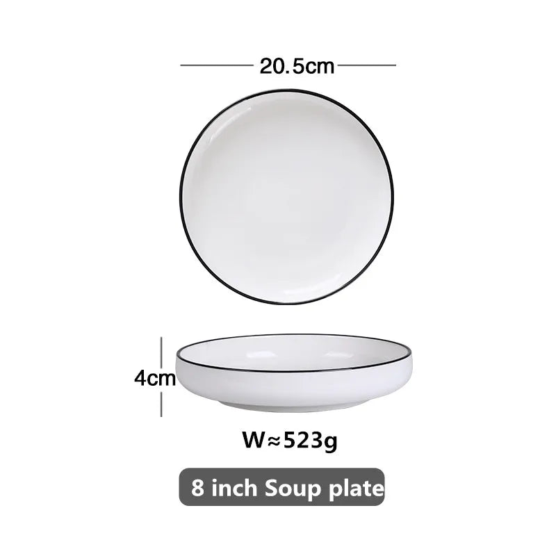 Black-Rim Ceramic Tableware