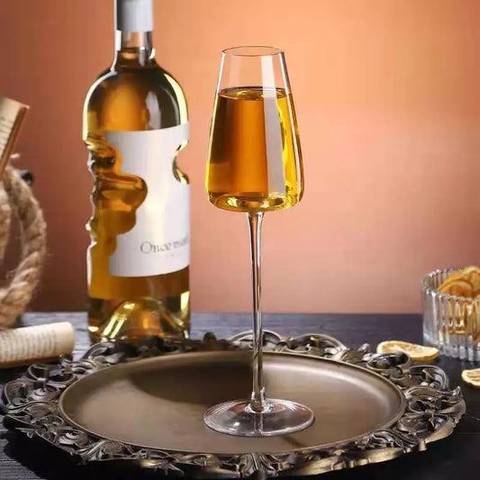 Hand-Blown Red & White Wine Glass Set