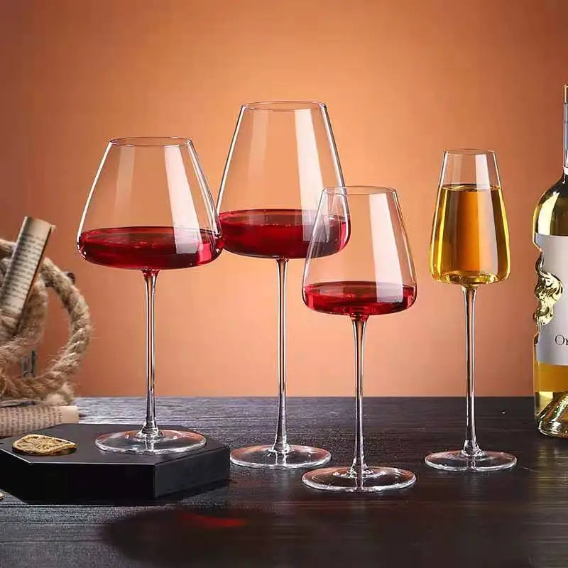Hand-Blown Red & White Wine Glass Set