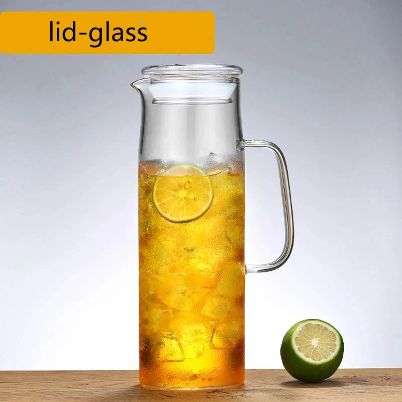 Heat-Resistant Glass Water Pitcher with Handle — Borosilicate, 1.2L & 1.5L