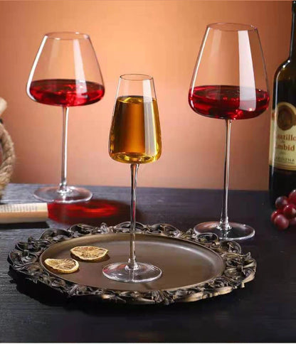 Hand-Blown Red & White Wine Glass Set