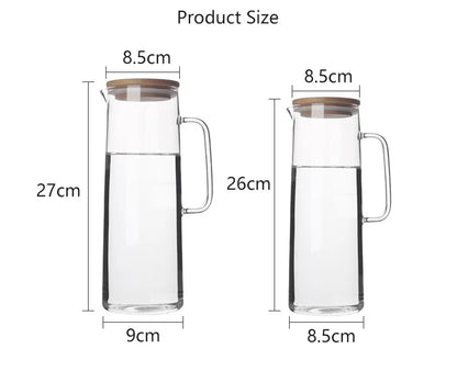 Heat-Resistant Glass Water Pitcher with Handle — Borosilicate, 1.2L & 1.5L
