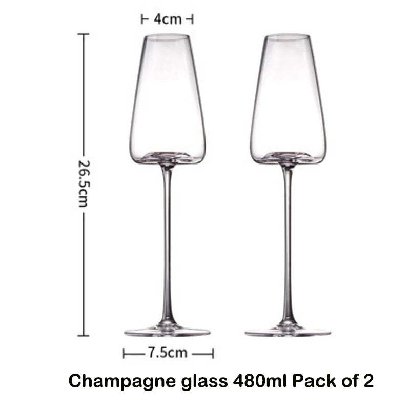 Hand-Blown Red & White Wine Glass Set