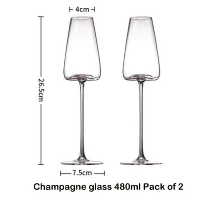 Hand-Blown Red & White Wine Glass Set