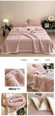 Double-sided Velvet Blanket and Pillowcase Set | Super Soft, Warm and Comfortable.