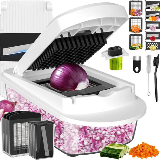 8-Blade Vegetable Chopper with Container - Dishwasher Safe
