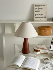 Solid wood and retro fabric table lamp