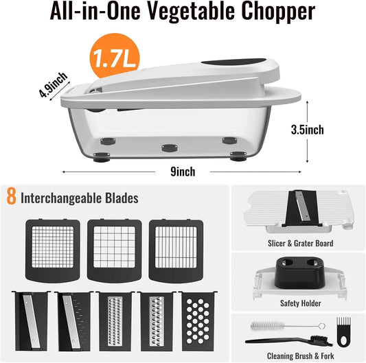 8-Blade Vegetable Chopper with Container - Dishwasher Safe