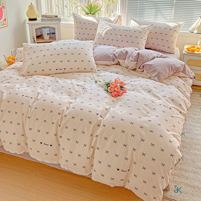 Floral Printed Bedding Set – Duvet Cover with Flat Sheet & Pillowcases