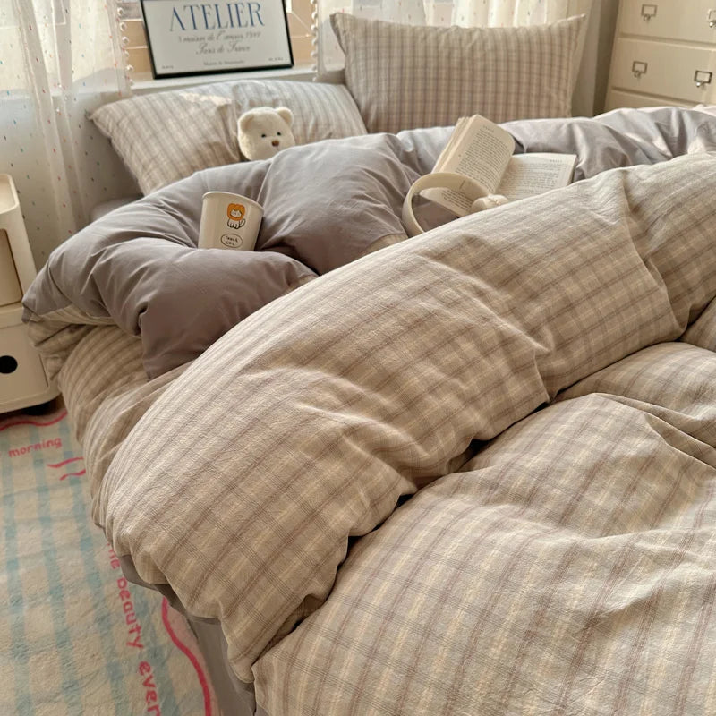 100% Cotton Plaid Duvet Cover