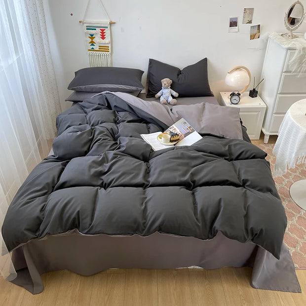 Black Bedding Duvet, Bedsheet and Pillowcase Set