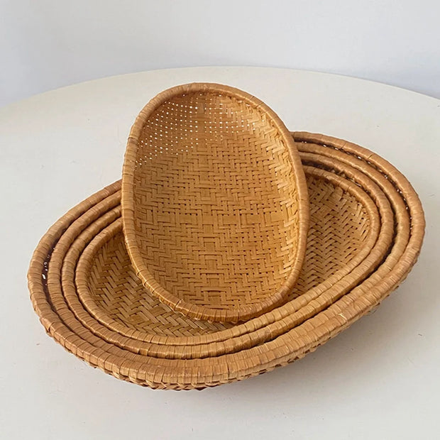 Handcrafted Oval Rattan Basket