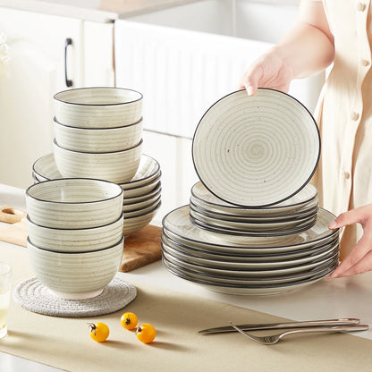Vancasso Beige Ceramic Dinnerware Set | 24-Piece, Serves 6