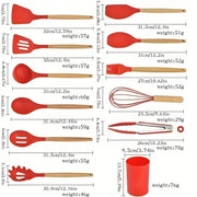 Set of 12 Multi-Colored Silicone Kitchen Utensils