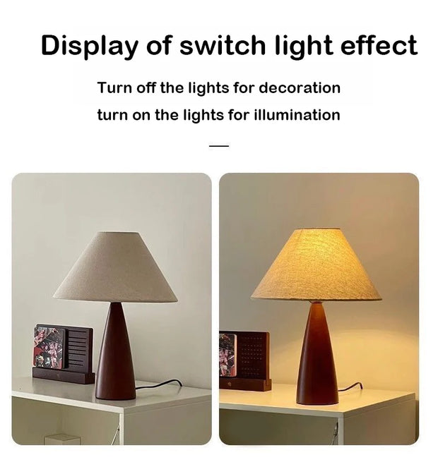 Solid wood and retro fabric table lamp