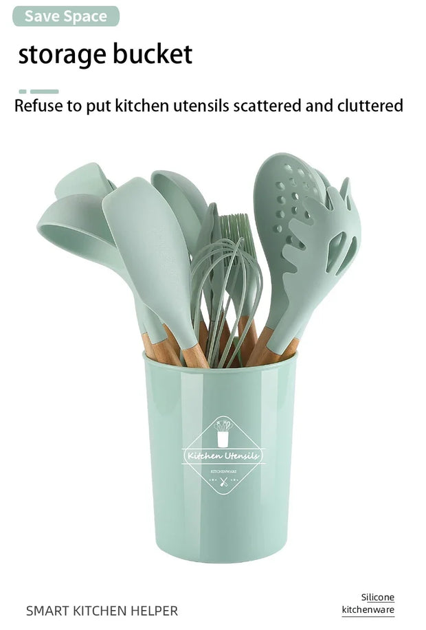 Set of 12 Multi-Colored Silicone Kitchen Utensils