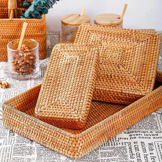 Handwoven Storage Basket - Rattan Tray