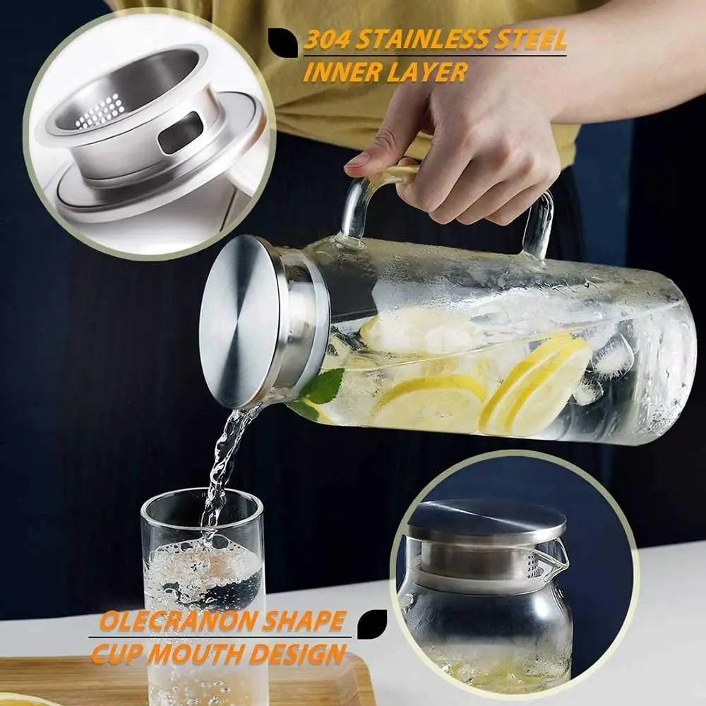 Borosilicate Glass Pitcher with Lid — 1.5L