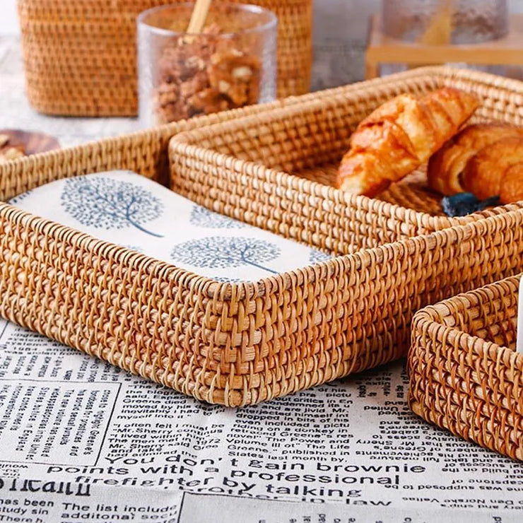 Handwoven Storage Basket - Rattan Tray