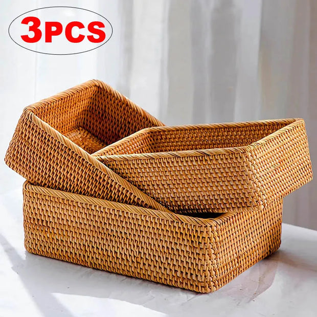 Multipurpose Rectangular Wicker Storage Basket