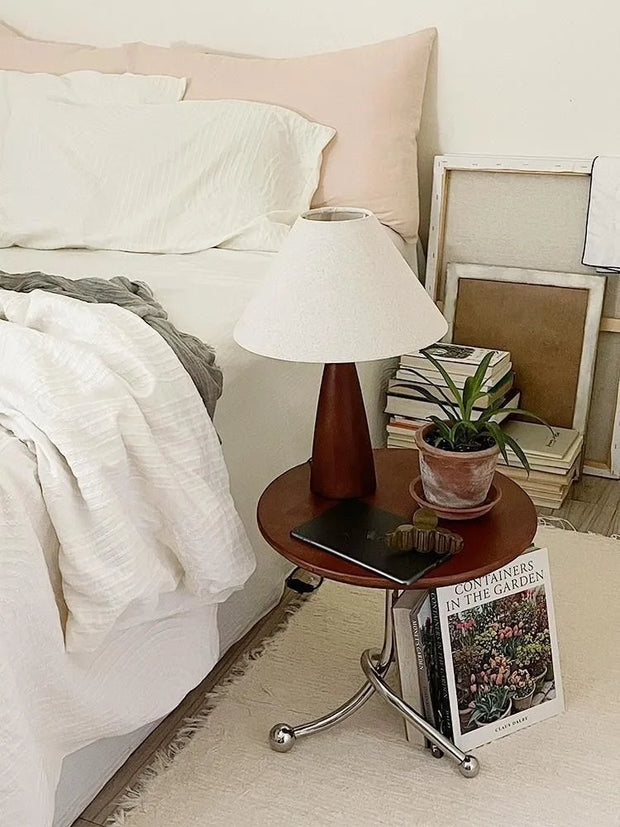 Solid wood and retro fabric table lamp