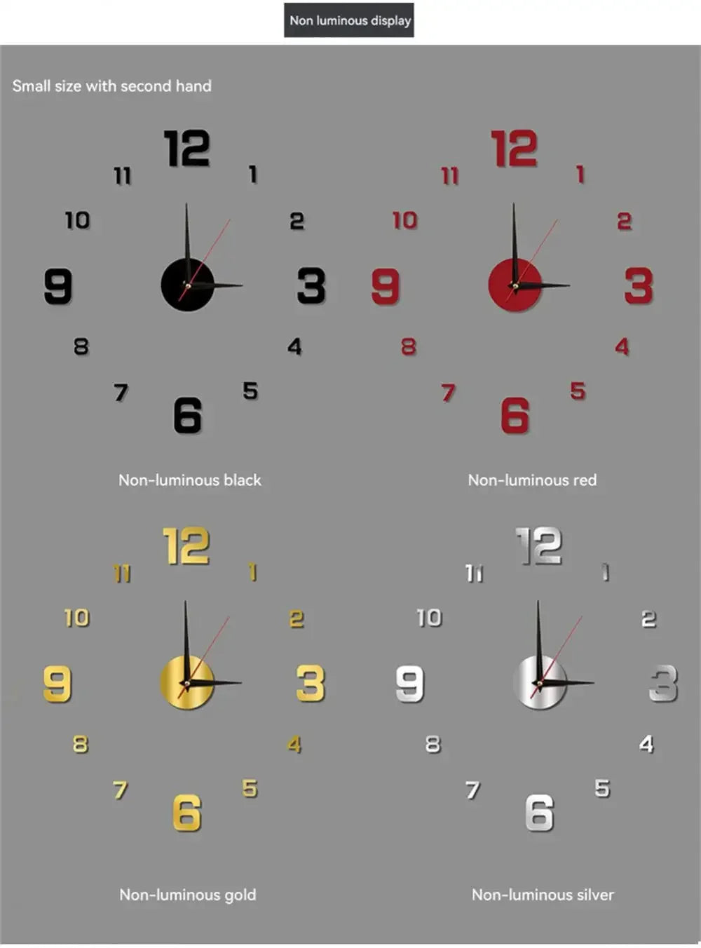 Frameless 3D Wall Clock 15.7"