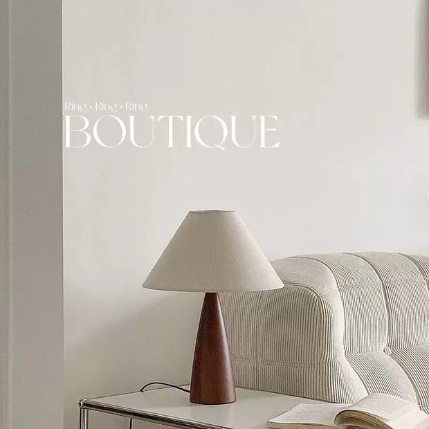 Solid wood and retro fabric table lamp